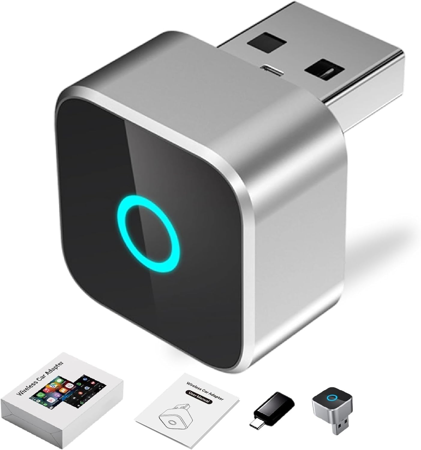 Otto-Cast Wireless Carplay Adapter, Otto-Cast Mini Cube 3.0 Wireless Carplay/Android Auto Adapter, 2-In-1 Mini USB Design with Type-C, Plug & Play Fast Connection for Ios 10+ & Android 11+ (1 PCS) image number 4