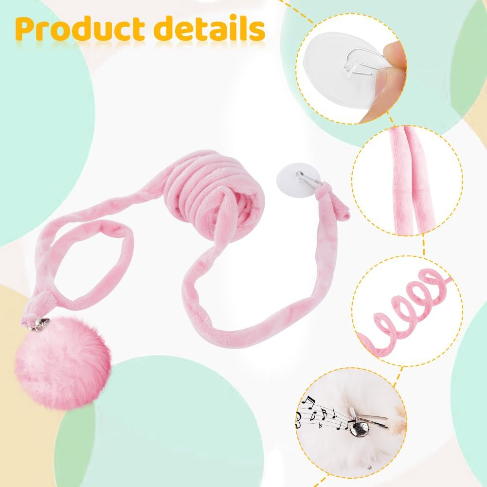 Adiwo Cat Plush Hanging Toy, Pack of 2 Interactive Cat Toys with Bell, Adjustable Retractable Wand, Safe & Durable for Indoor Use image number 3