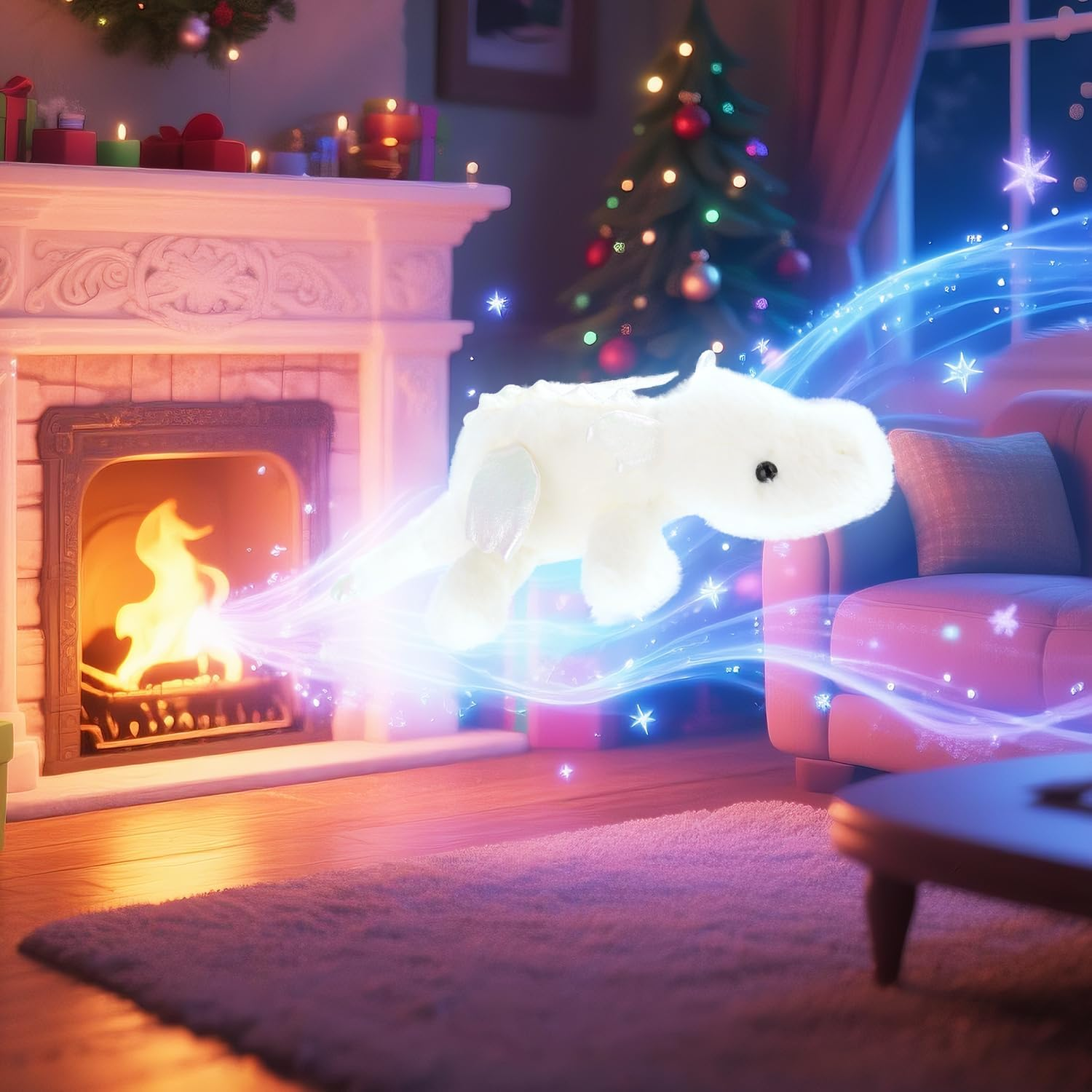 Apricot Lamb Toys Plush White Lying Dragon Dinosaur Stuffed Animal Soft Cuddly Perfect for Child (White Dragon,15 Inches) image number 3