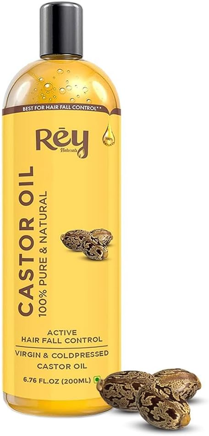 Rey Naturals Cold Pressed Castor Oil, 200Ml