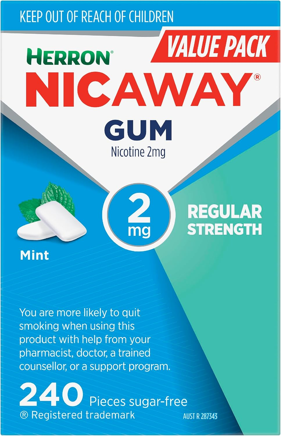 Nicaway 2Mg Stop Smoking Mint Gum (Pack of 240) image number 4