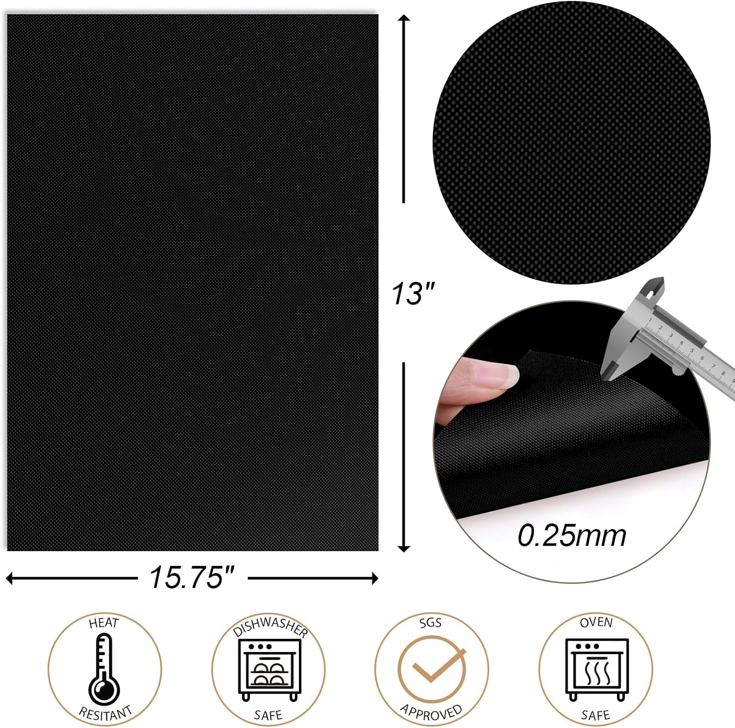Ubeesize Grill Mats for Outdoor Grill Set of 6 - Heavy Duty Non-Stick BBQ Grilling Mat & Oven Liner, Reusable, Easy to Clean - Works on Oven, Gas, Charcoal, and Electric BBQ - 15.75 X 13 Inch image number 1