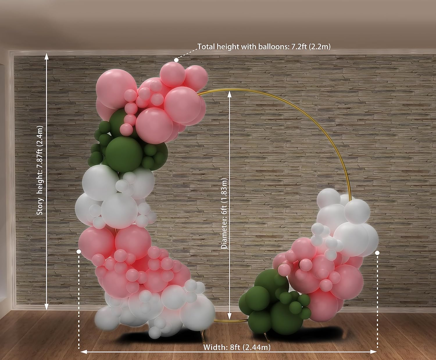 Premium round Balloon Arch Kit, 1.83 M Balloon Hoop Stand, Gold Metal Balloon Circle Frame, Big Size Backdrop Stand for Birthday, Wedding, Baby Shower, Grad Party Decoration image number 3