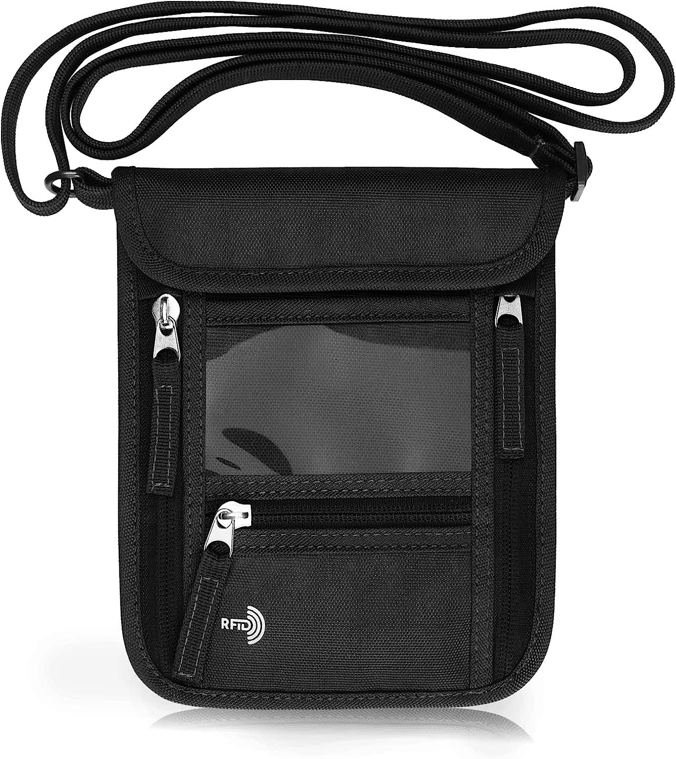 WALNEW Passport Holder Neck Pouch Travel Neck Wallet with RFID Blocking - 7 Pockets with Adjustable Neck Strap to Keep Your Passport Document and Credit Card Safe (Army Green)