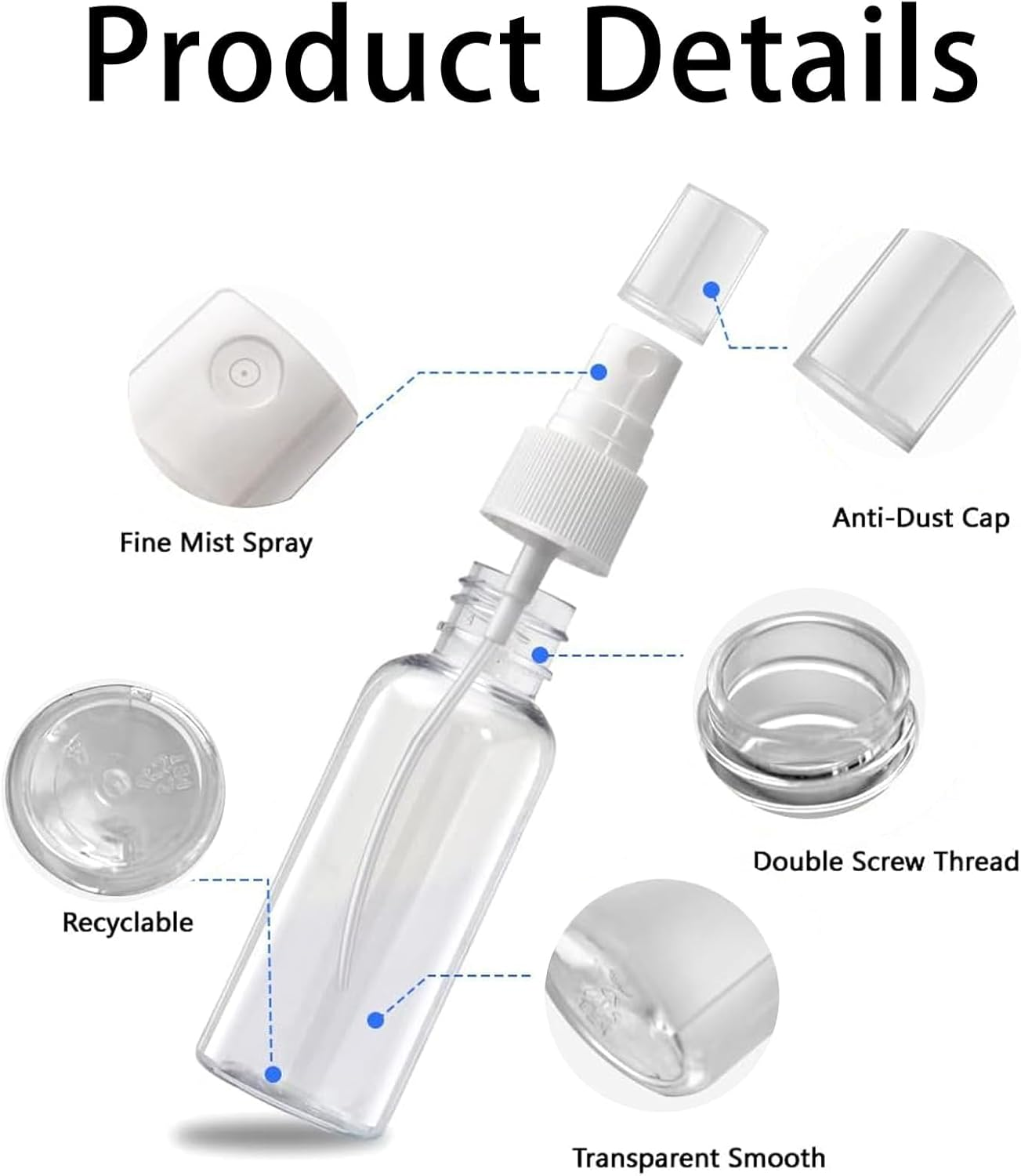 Umyeoqoyo 5 X 20 Ml Spray Bottle, Empty Atomiser Pump Spray Bottle, Portable Perfume Atomiser, Perfume Atomiser Spray Bottles for Perfume Fragrances Travel Make up Tool image number 3