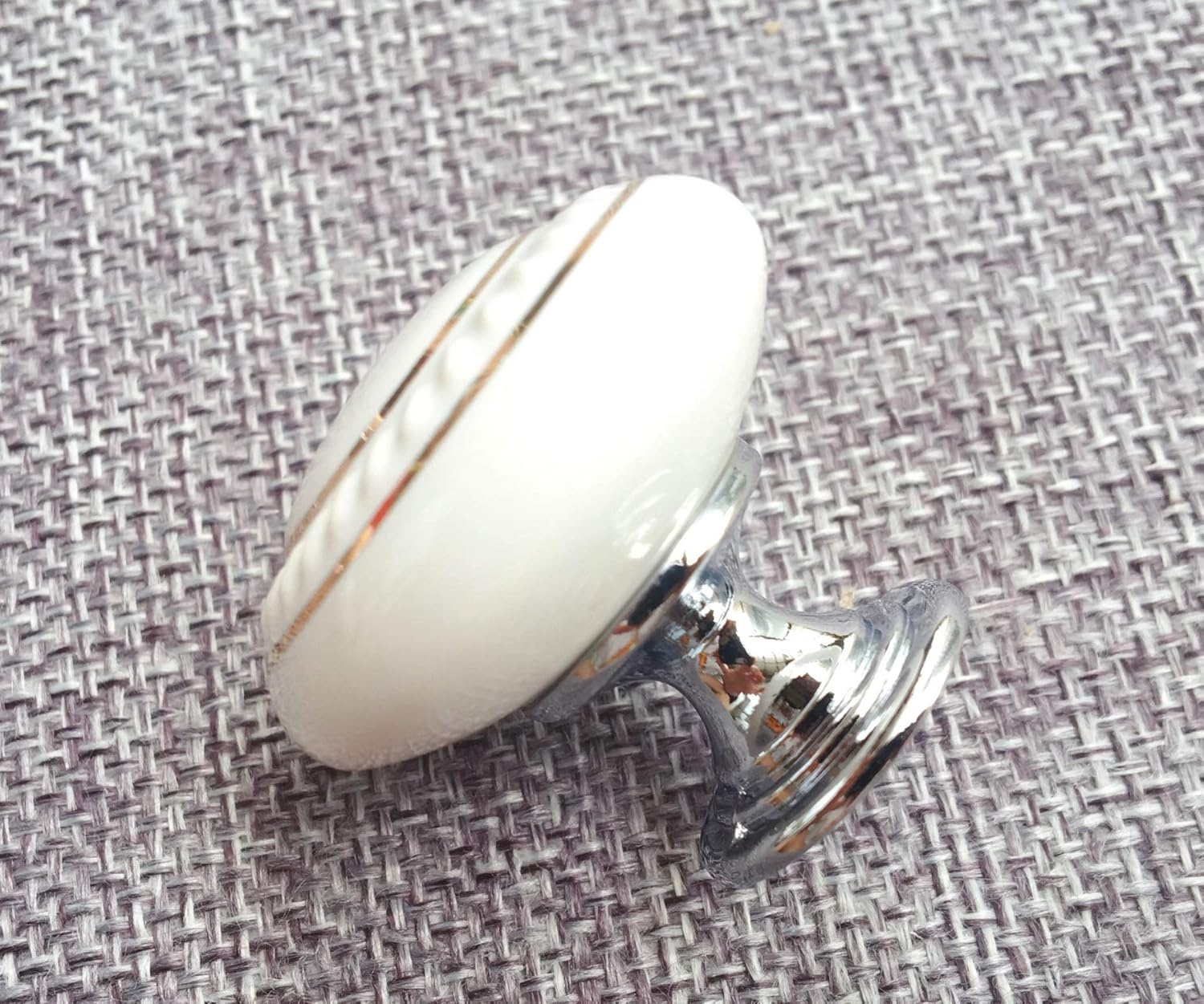 Ebeta 10 Pack Kitchen Cabinet Knobs Drawer Knobs Dresser Knobs, White Kitchen Cabinet Hardware Ceramics Pulls Door Knobs Handles (Golden) - White,Silver image number 3