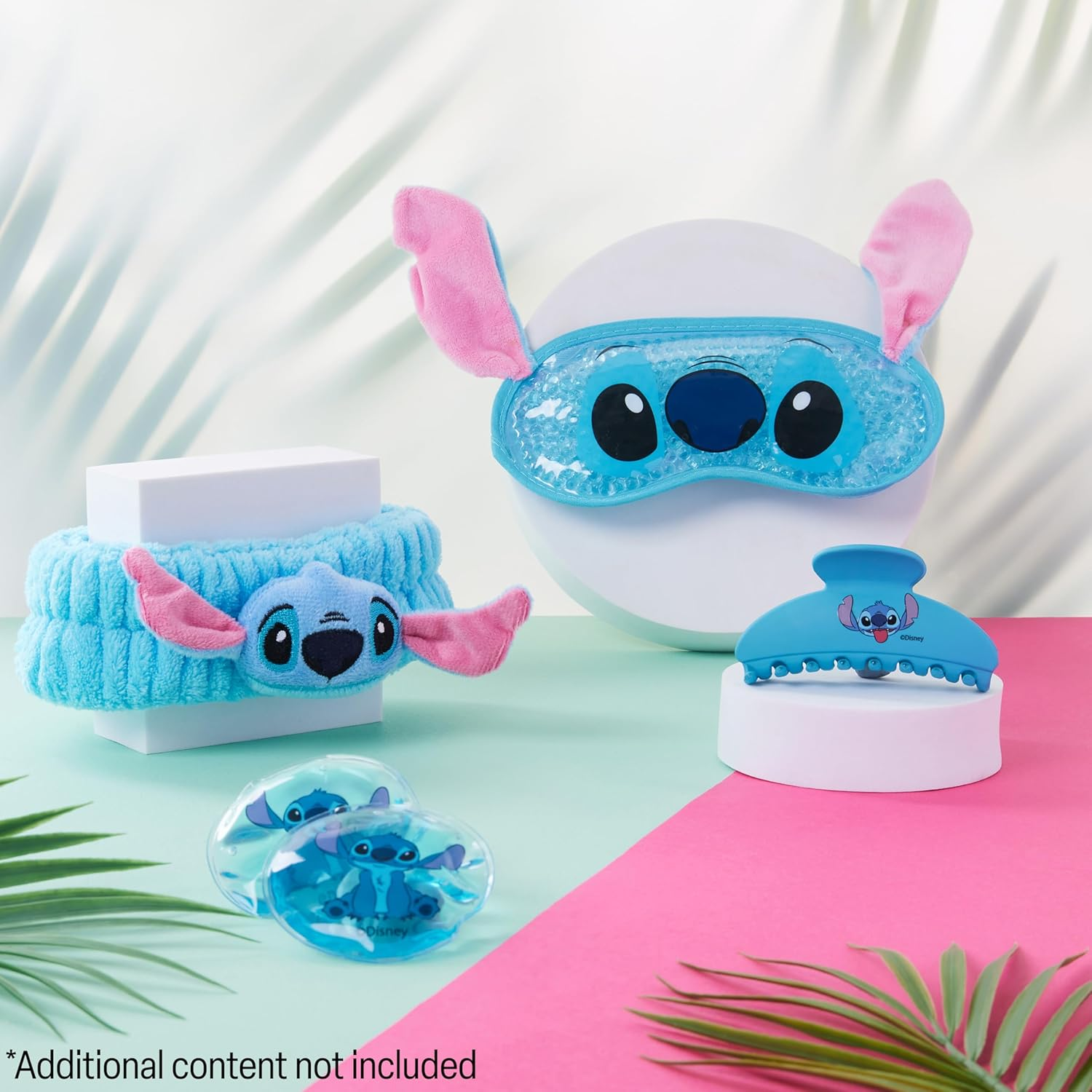 Disney Stitch Cooling Eye Mask & Beauty Accessories Set with Claw Clip Skincare Headband Cooling Eye Pads, Pampering Beauty Gifts for Women (Blue) image number 2