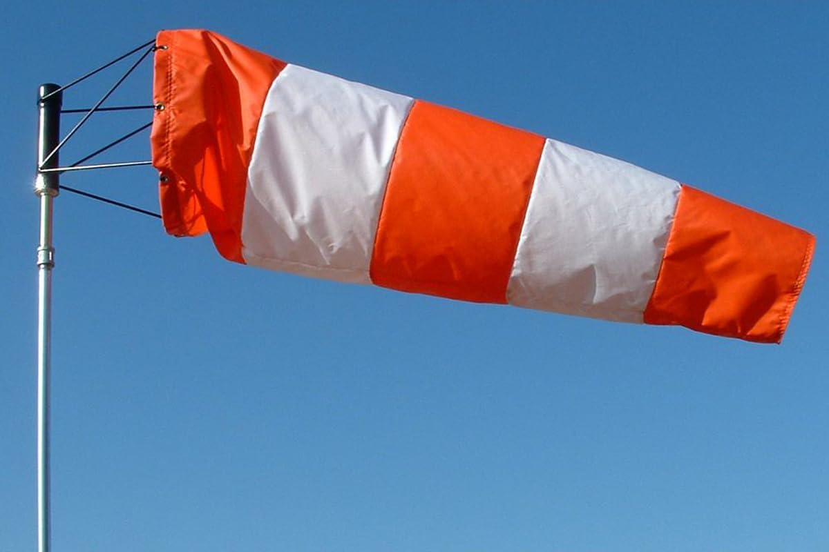 18 X 60 Orange and White Replacement Windsock 100% USA Made image number 1