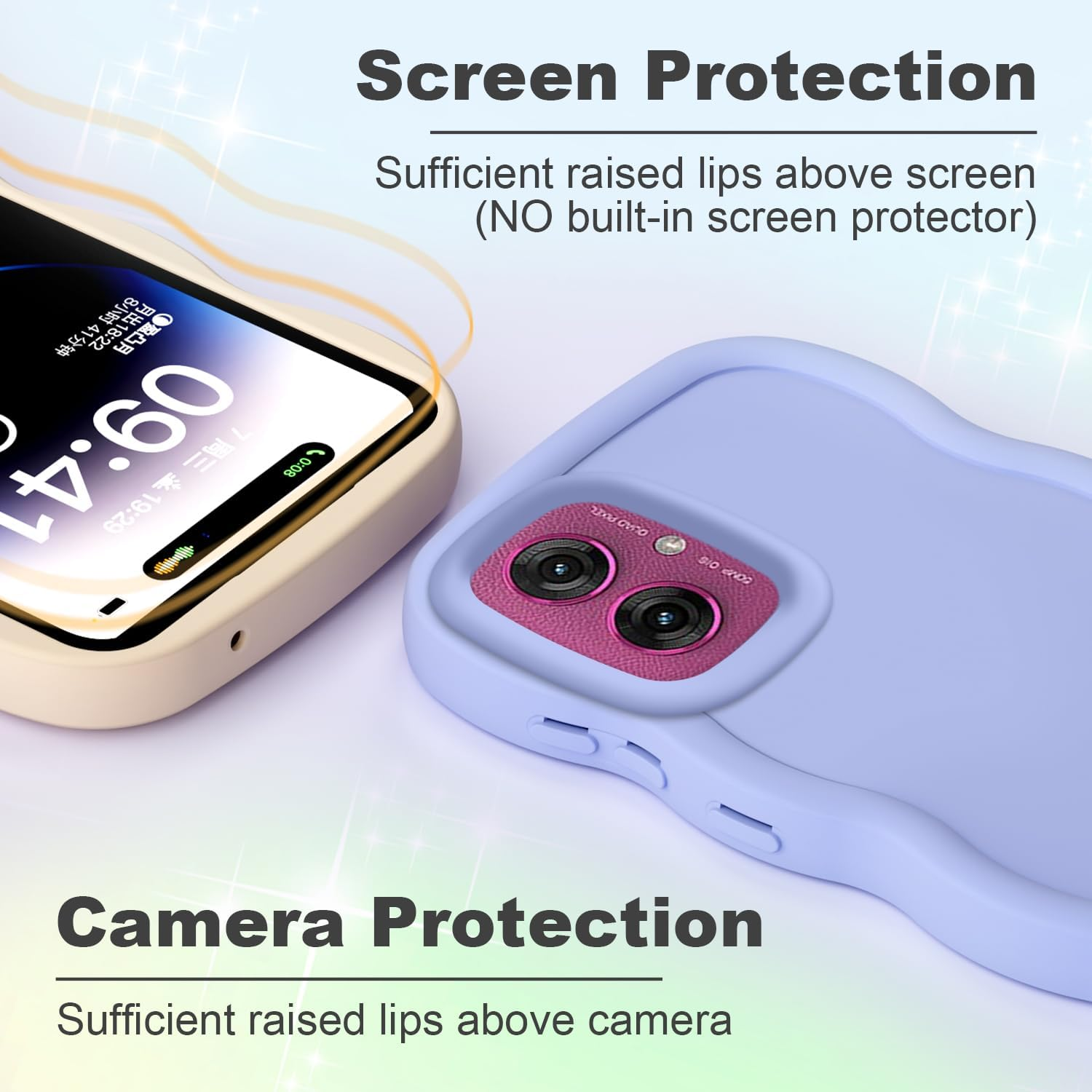 XINYEXIN Liquid Silicone Case for Motorola Moto G55, Waves Curly Shape Cute Soft Shockproof Mobile Phone Protective Case - Purple