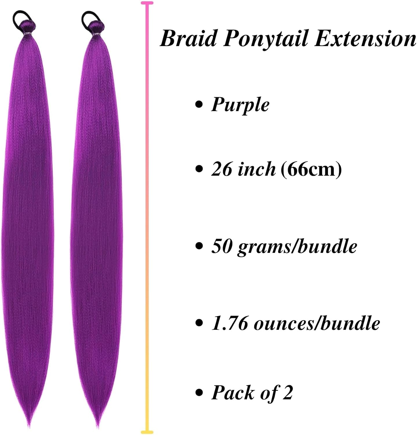 Purple Braiding Hair, 2PCS Purple Hair Extensions for Braiding, 26 Inch Anime Character Cosplay Wig Purples Hair Braids Pre Stretched, Fancy Dress Wig Costume Accessories, for Kids & Adults image number 5