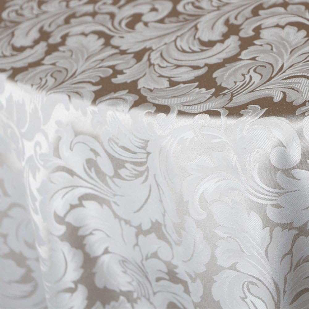 Tektrum 90 Inch round Damask Jacquard Tablecloth Table Cover - Waterproof/Spill Proof/Stain Resistant/Wrinkle Free/Heavy Duty - Great for Banquet Parties Dinner Kitchen Restaurant Wedding (Beige) - Beige image number 2