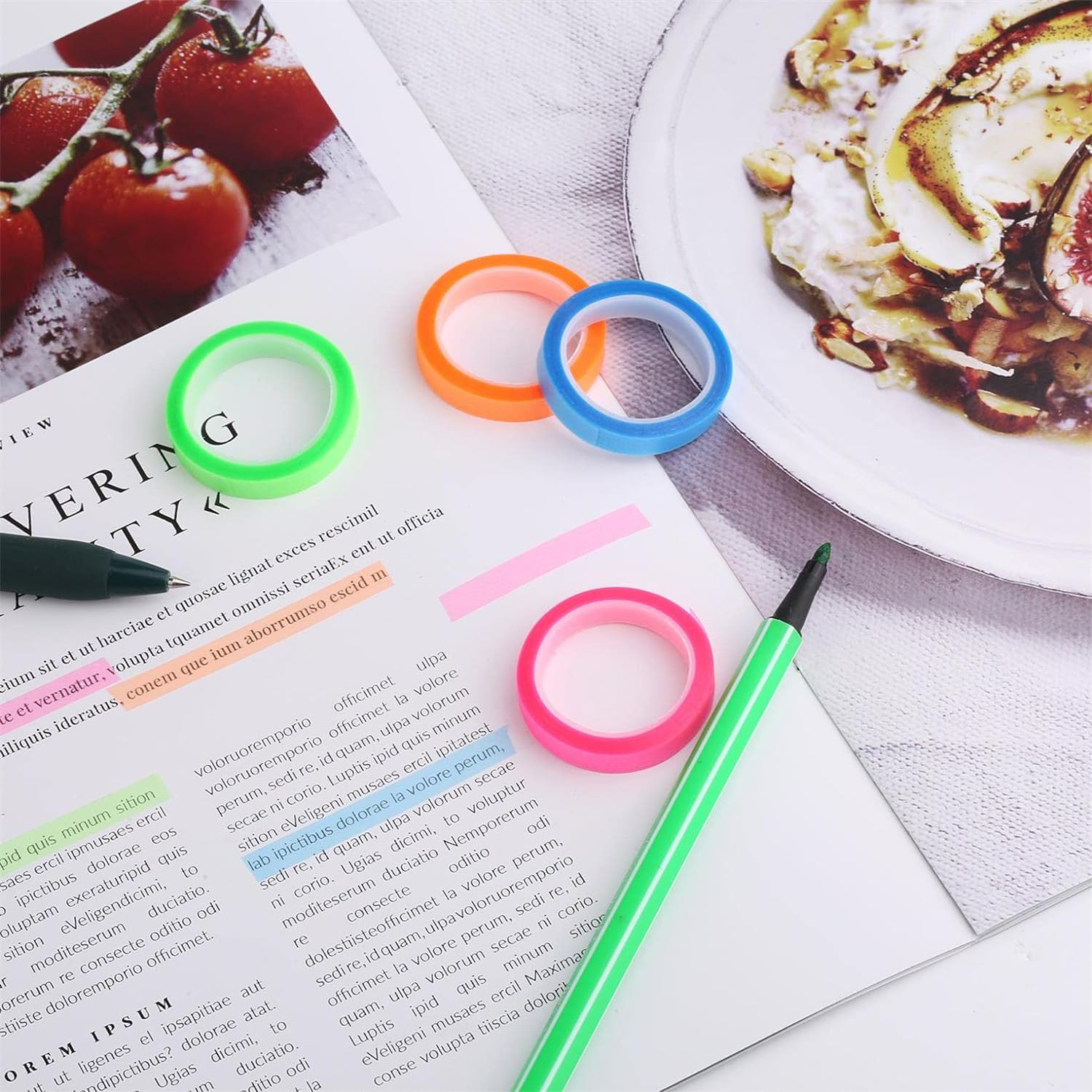 5 Rolls Highlighter Tape, 6Mm X 5M Interchangeable Fluorescent Tapes Highlighter Tape Colorful Tape Transparent for Students Teachers Reading Taking Notes on Classes Home Office