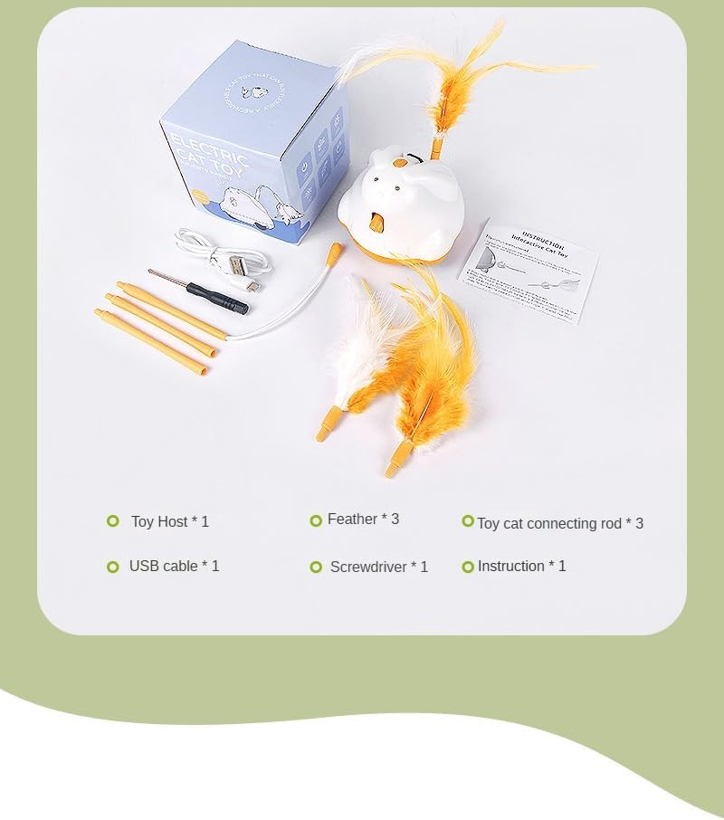 Rechargeable Motion Activated Interactive Cat Toys, Long Lifetime Motor,Interactive Toys for Cats, Smart Cat Toy, Rabbit-Shaped with Laser and Teaser Wand, Adjustable Modes and Silent Dual Motors image number 6