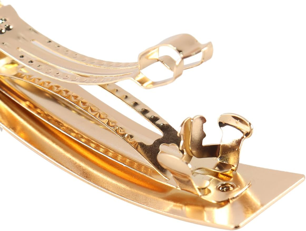 Gorise Pack of 2 Metal Hair Clips, Women'S French Clips, Minimalist Rectangular Barrette, Automatic Alloy Barrette, Decorative Hair Accessories for Women image number 4