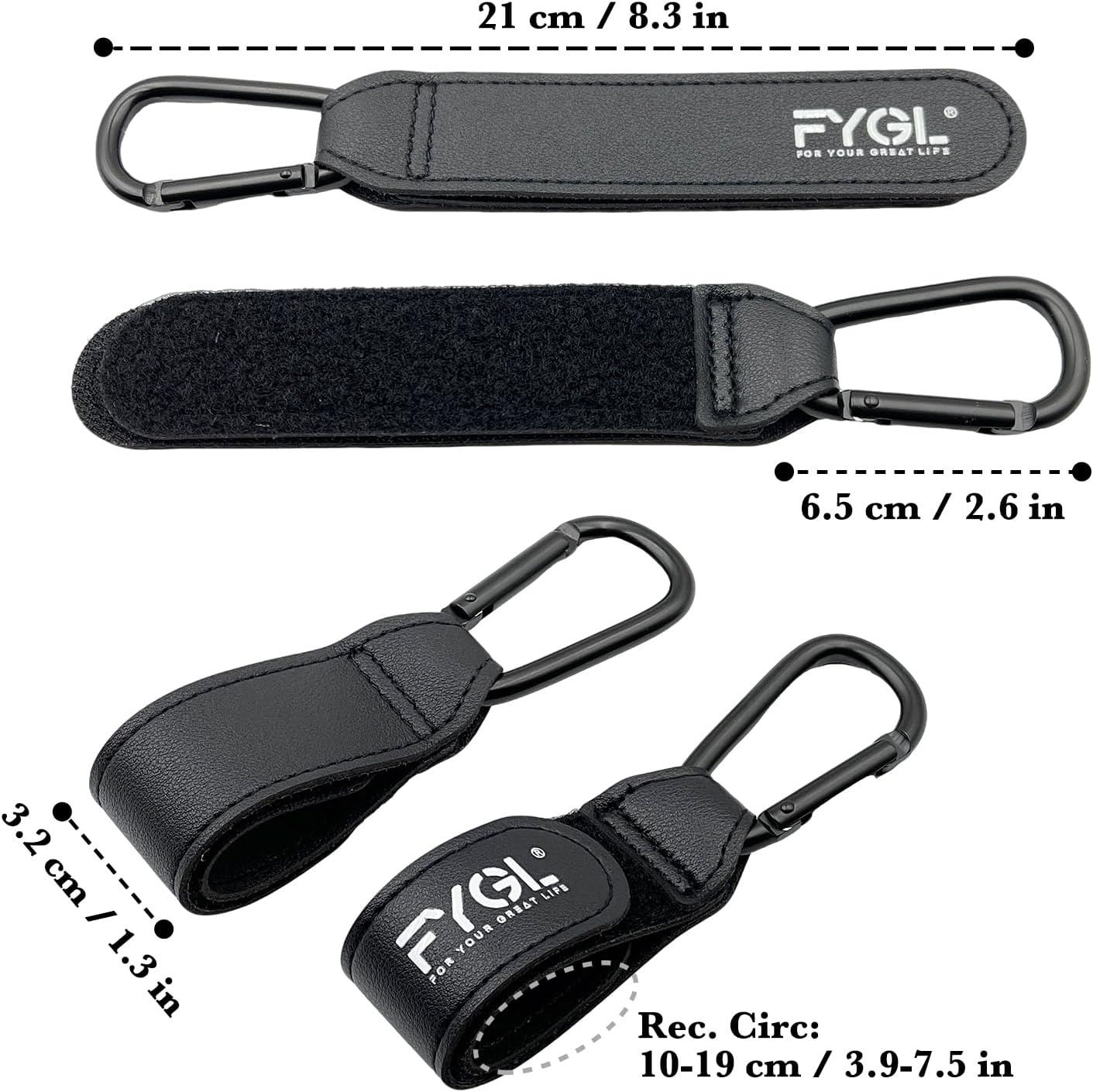 2 Pram Hooks & 2 Stroller Clips Combo | Heavy Duty Mommy Hook | Stroller Accessories for Bags and Diaper Bags - Black image number 6