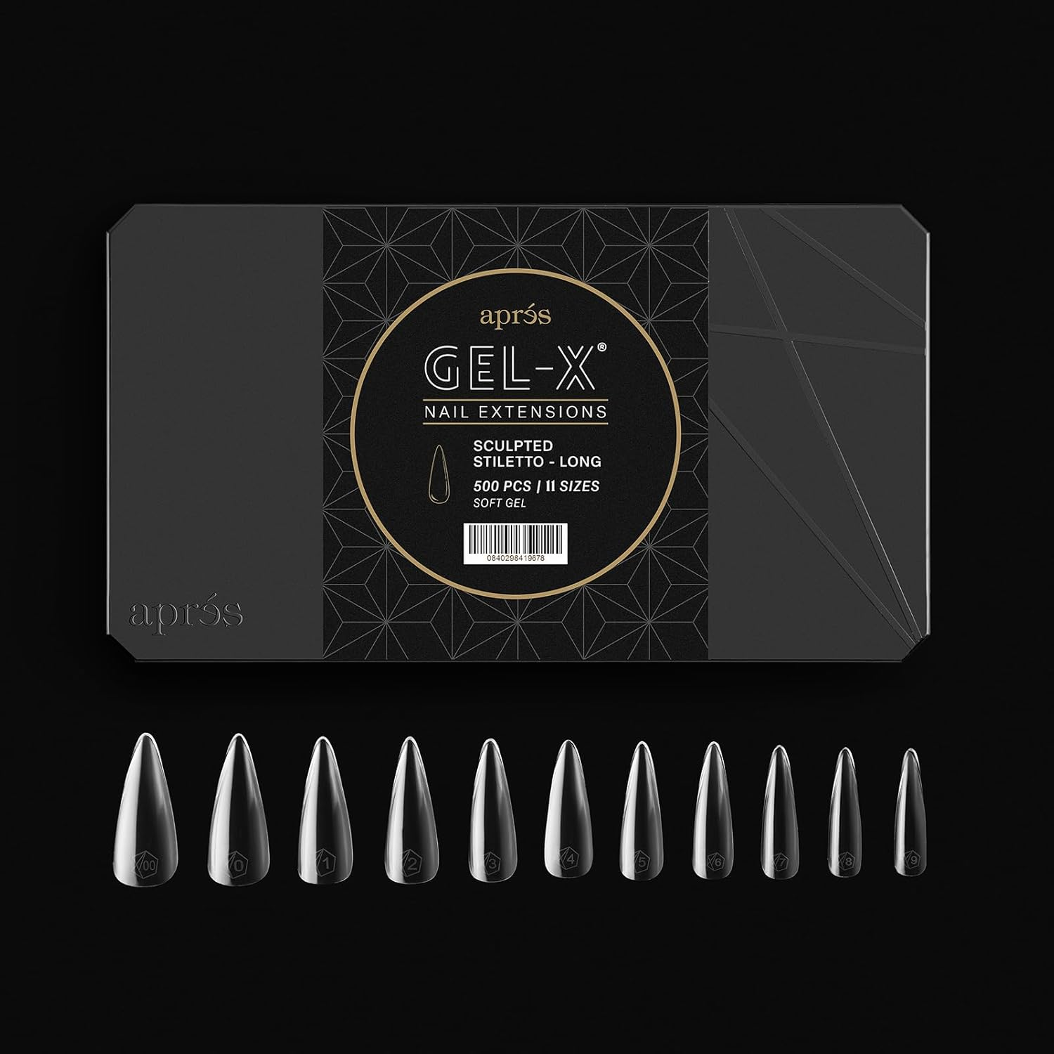 Apr&eacute;s Gel-X&reg; Sculpted Stiletto Long Tip Box | 500Pc Gel-X Tips, 11 Sizes 00-9, Premium Quality image number 4