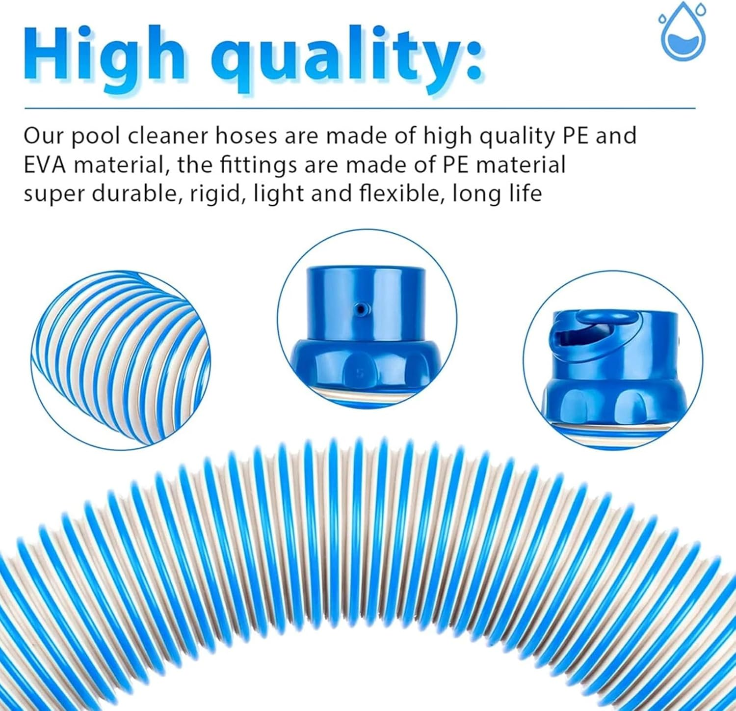 5Pcs Pool Cleaner Twist Lock Hose for Baracuda Zodiac X7 T3 T5 MX8 MX6 1M-Long