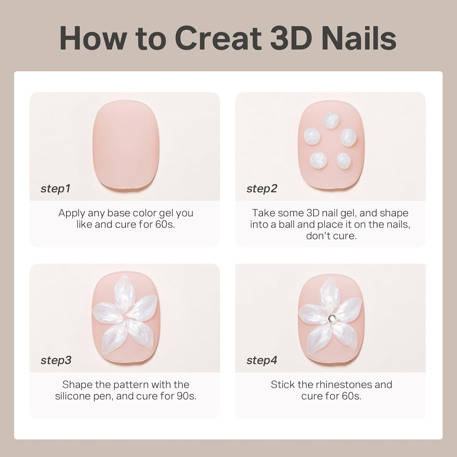 MIZHSE White 3D Gel Nail Art 30G Sculpting Gel Non-Sticky Molding Gels for Nails Solid U V LED Soak off Gels Polish with Silicone Pen and 3D Mold for Nail Design Home Manicure - White image number 4