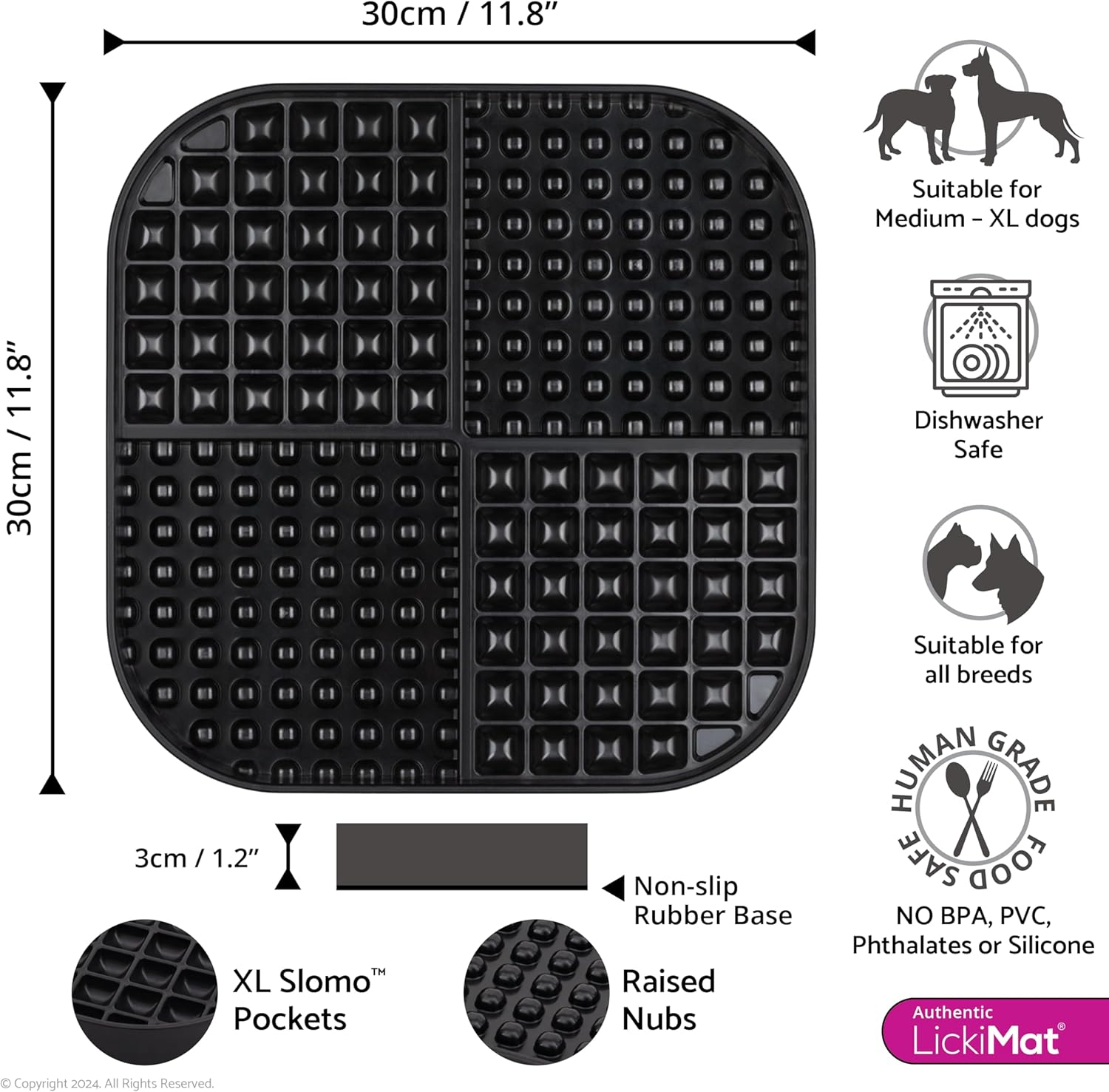 Lickimat Slomo XL - Extra Large Slow Feeder Suitable for Dry, Wet, Raw Foods, All Treats and Doggy Ice Cream. Best for Medium to Massive Breeds. Durable Design with Non-Slip Base. - Orange image number 7