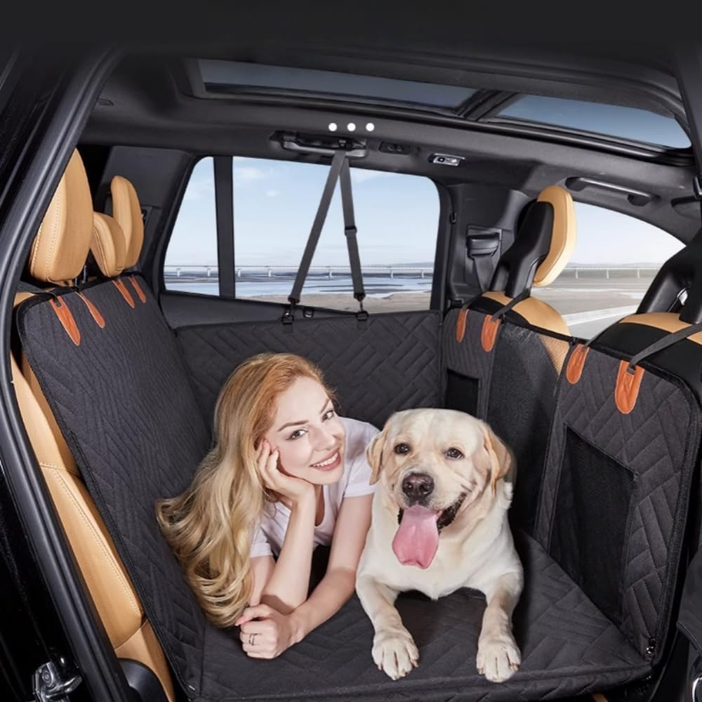 Dog Car Seat Cover for Back Seat Waterproof Dog Car Seat Cover with Hard Bottom Scratch Prevent and anti Slip Oxford Cloth Dog Hammock for Cars, SUV and MPV image number 4