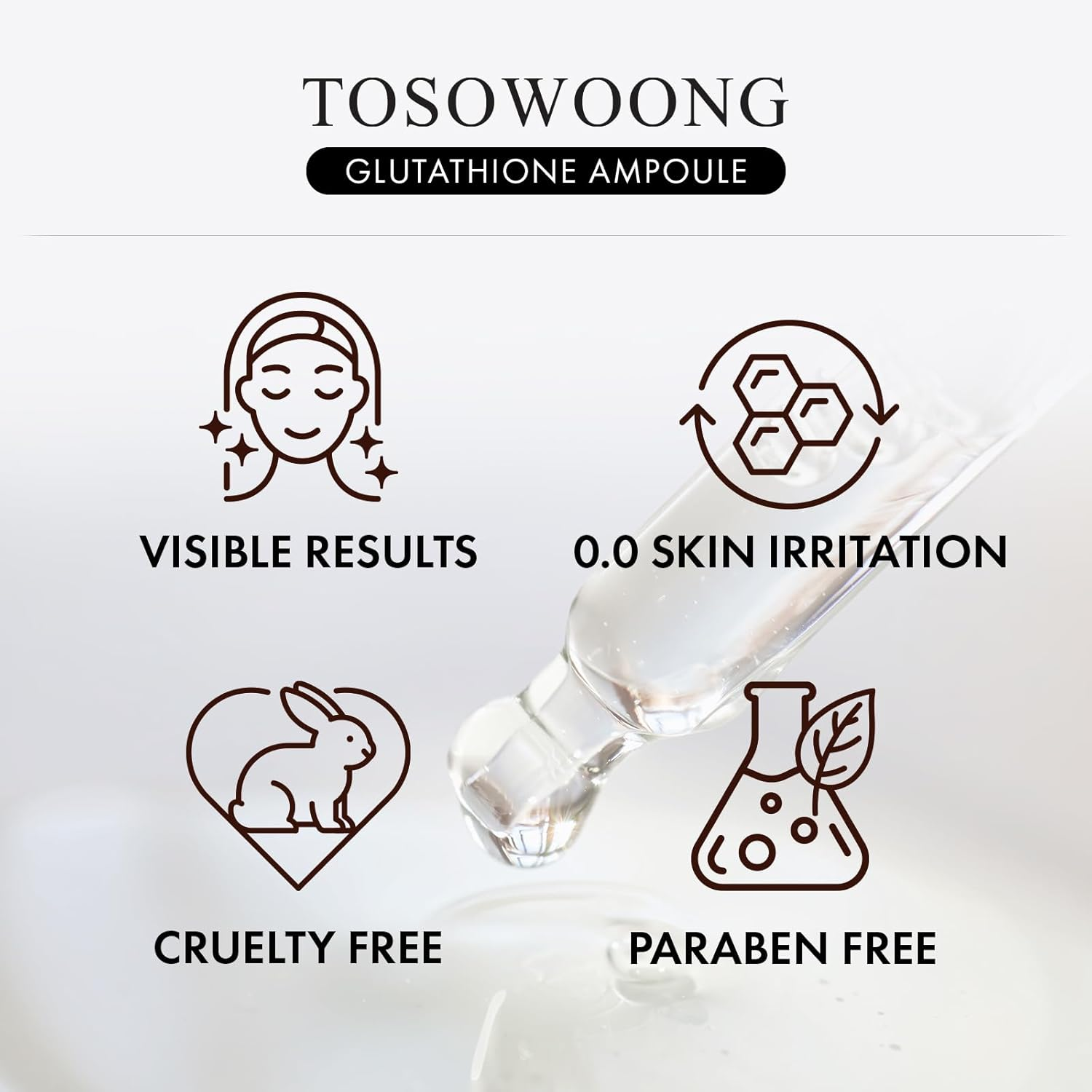 TOSOWOONG Glutathione Serum with 20,000Ppm Glutathione, Niacinamide and Hyaluronic Acid, Dark Spot, Improve Skin Elasticity, Revitalize Complexion, Korean Skincare, 30Ml, 1.01 Fl. Oz. image number 4