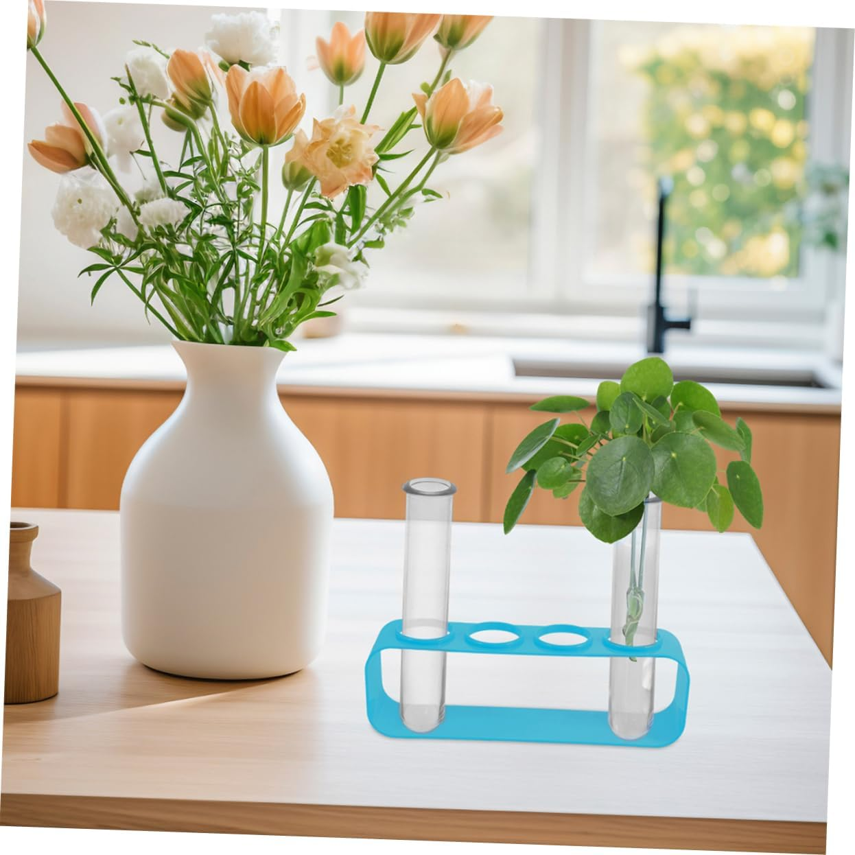 NULYLU 4Pcs Hydroponic Vase Vases Test Tubes Decoration Floral Water Vial Wall Planter Plastic Floral Tubes Tube Vase Fresh Florist Supplies Picks Tubes Transparent - Blue image number 3