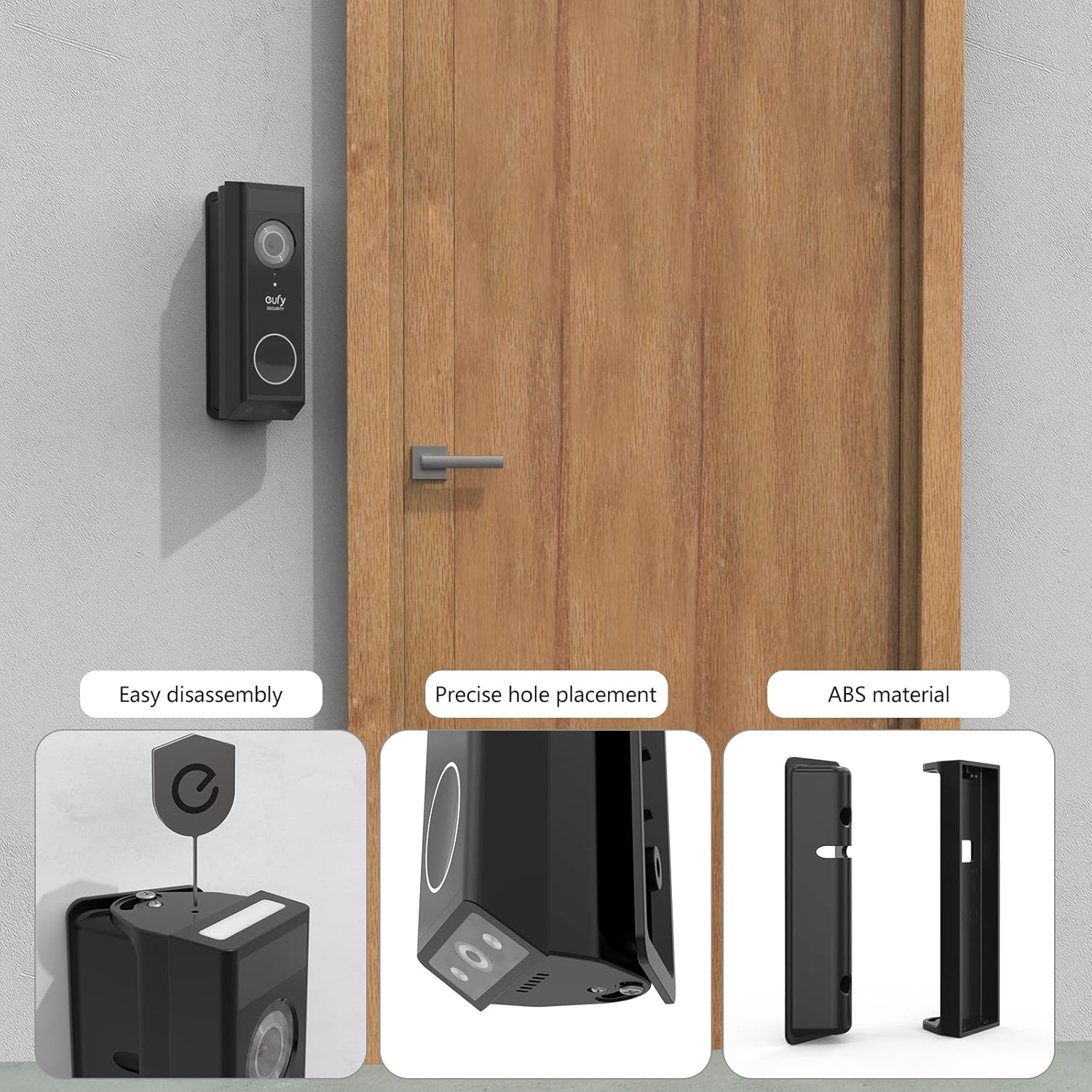 HOLACA Bracket Compatible with Eufy Security Video Doorbell E340, Can Be Pivoted on Both Sides 0-35&deg; Each