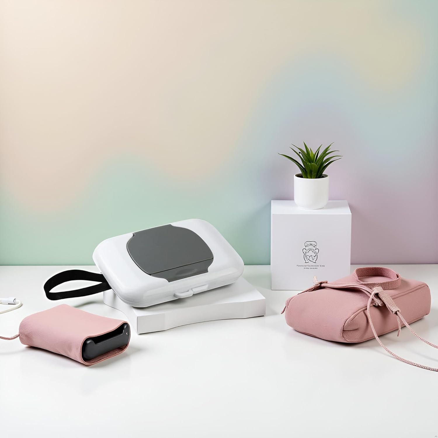 Gray Travel Wipe Holder Reusable Wet Wipe Container Box Strollers Hanging Dispensers Refillable Wipe Case Safe Wet Storage Wipe Holders Wipes and Holders image number 6