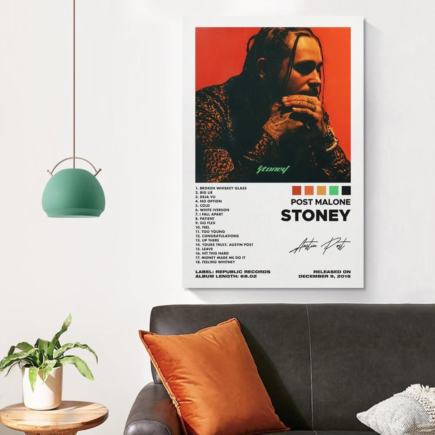 QUANQIUYING Post American Malone Rapper Canvas HD Wall Mount Poster Decoration Wall Art Posters, Suitable for Living Room Bedroom, Etc. 12X18Inch(30X45Cm)