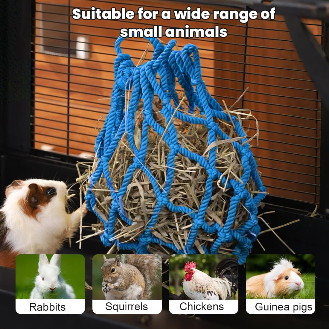 GGUFAY Rabbit Hay Bag, Guinea Pig Feeding Station, Feeder Small Animals, Hanging Hay Bag, Small Animals Hay Bag, Feeding Bag for Rabbit, Chinchilla, Hamster, Small Animals image number 2