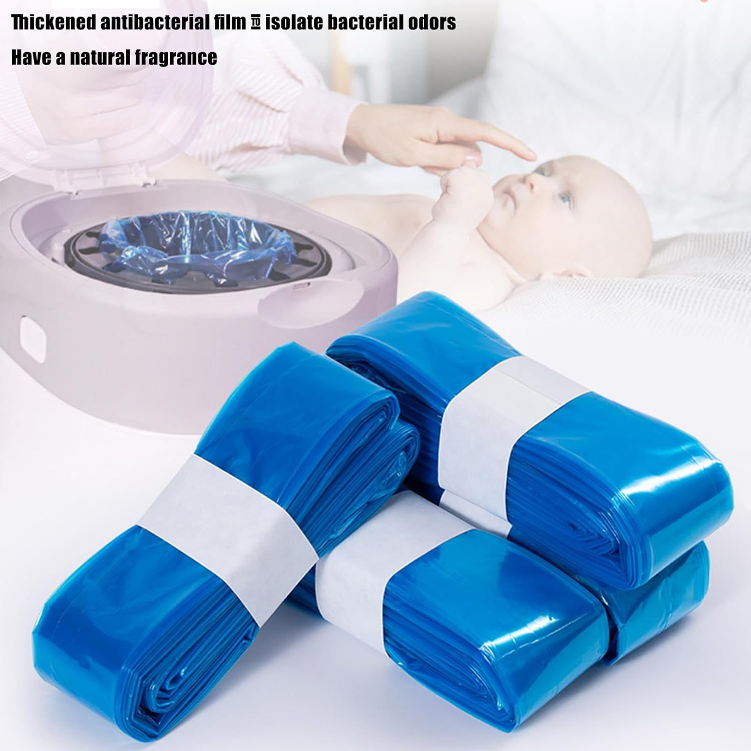 8 Pack-Nappy Bin Refill Bags, 4.5M Odour-Proof Nappy Bin Refill Cassettes,Large Capacity Bags with Most Nappy Bins (4.5M*8Pack/Blue image number 5