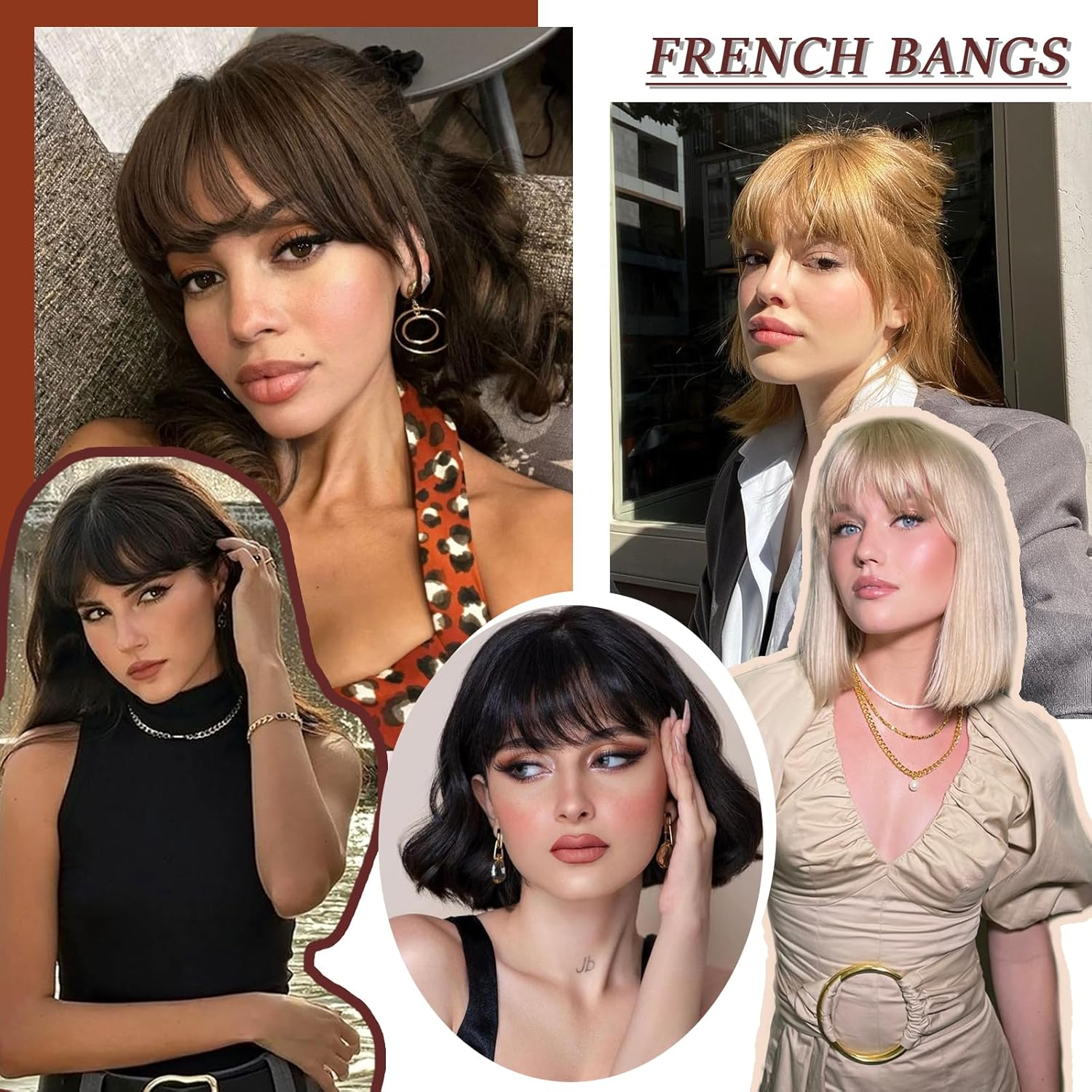 Clip in Bangs 100% Real Human Hair Black French Bangs Fringe with Temples Thick Curtain Bangs Clip on Bangs Curved Fake Bangs Hairpieces for Women for Daily Wear image number 1