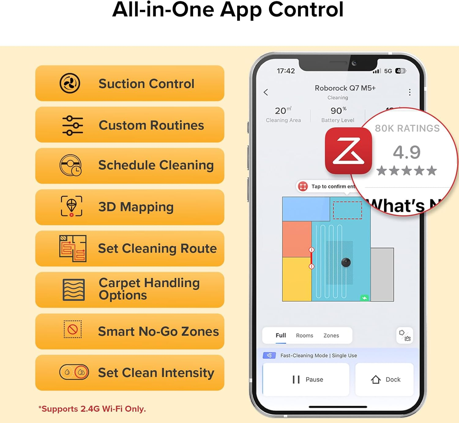 Roborock Q7T+ Robot Vacuum & Mop, All-In-One Vacuum Cleaner, 10,000Pa Powerful Suction, Duoroller Anti-Tangle Brush, Hands-Free Cleaning for 7 Weeks,Precise Smart Navigation, Perfect for Pet Hair image number 2