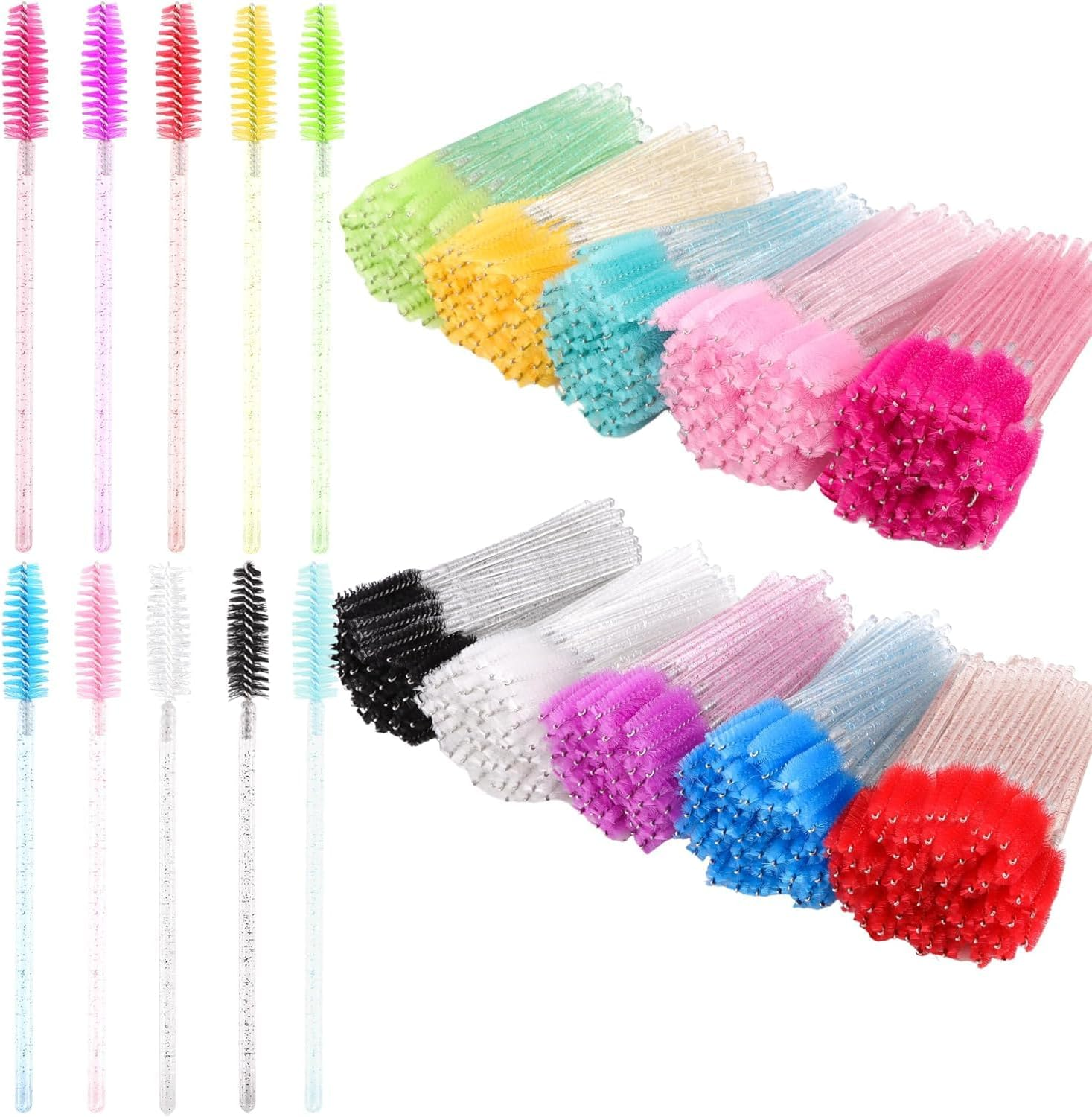 Disposable Eyelash Spoolies for Extensions & Mascara, 500PCS Lash Brushes with Crystal Tube for Home Salon Use, 2 in 1 Spoolie Wand and Lash Applicator - SZTTY