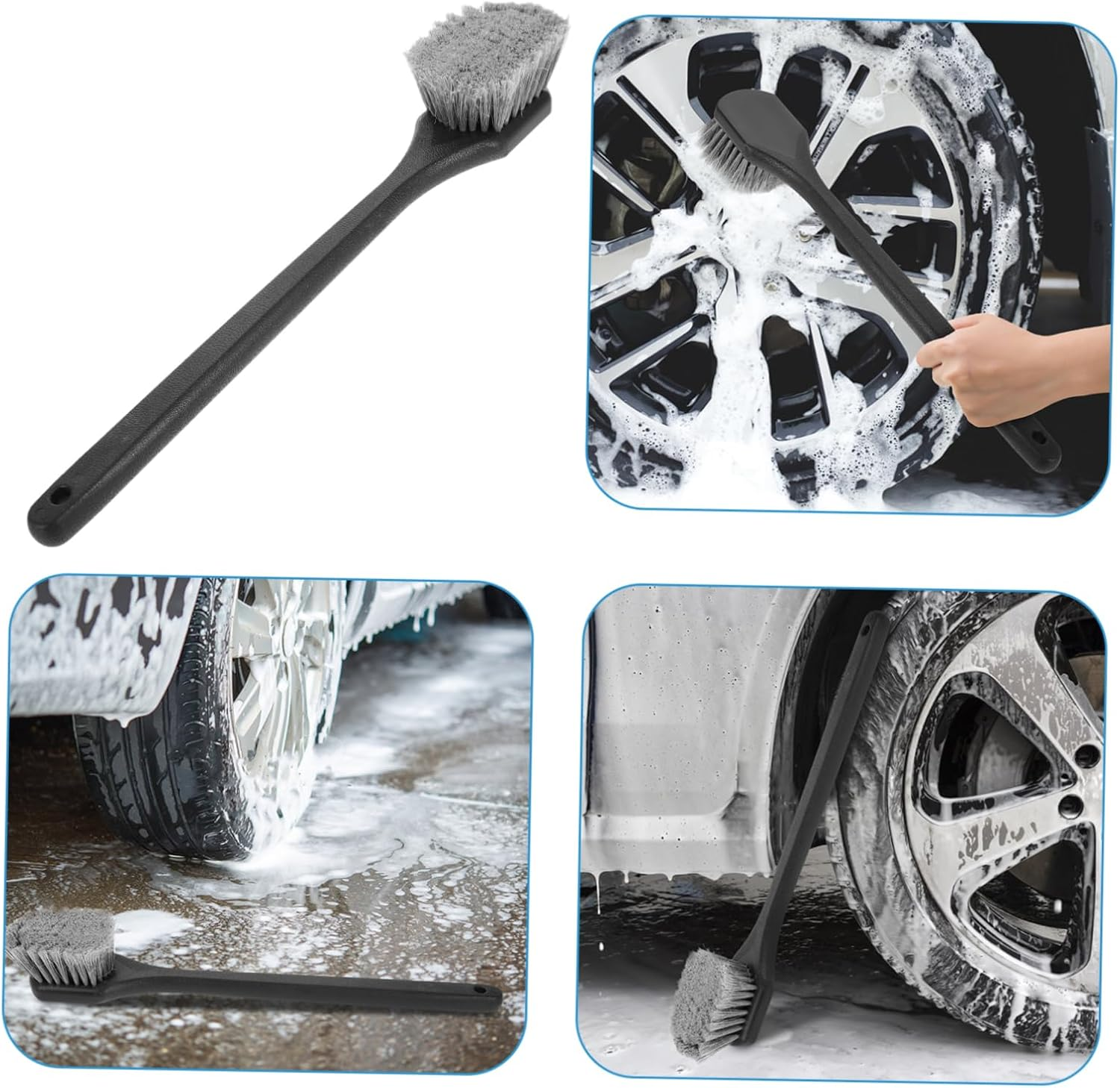MOLUCKFU Long-Handle Wheel Brush Tire Cleaner Brush Plastic Grip Powerful Hub Cleaning Tool for Car Rim and Wheel Detailing for Automotive Tire and Rim Care image number 3