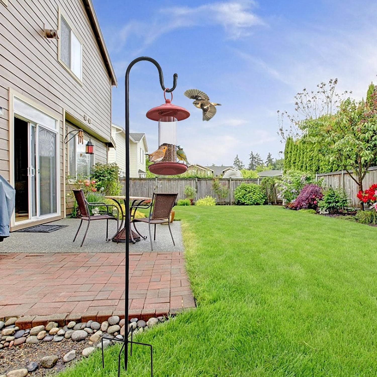 Shepherds Hooks Crook with 5-Claw Base Adjustable Metal Stakes with Extenders Garden Stands Heavy Duty Poles Rust Resistant Plants Lights Flower Baskets