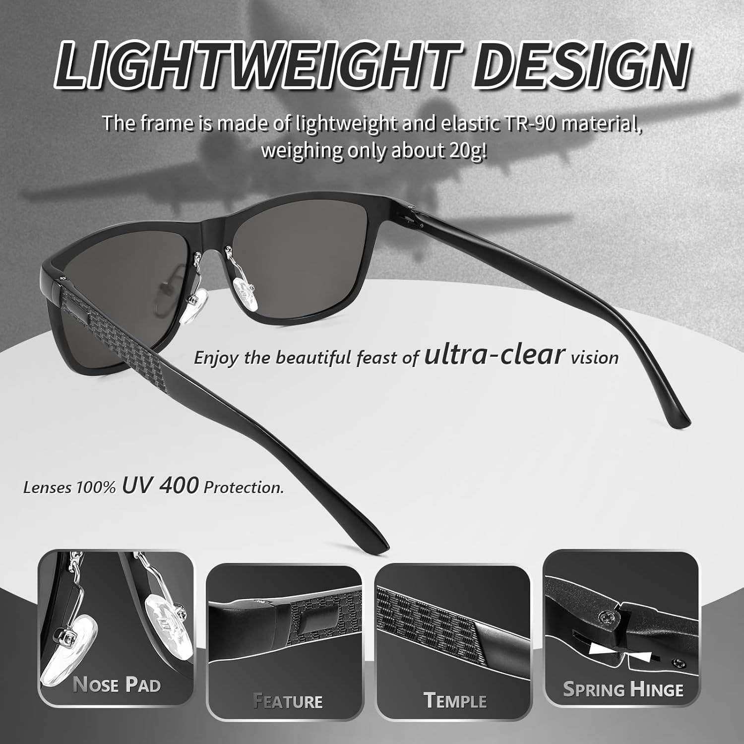 FEISEDY Classic Square Polarized Sunglasses for Men Vintage Trendy Retro Shades B1038 image number 2