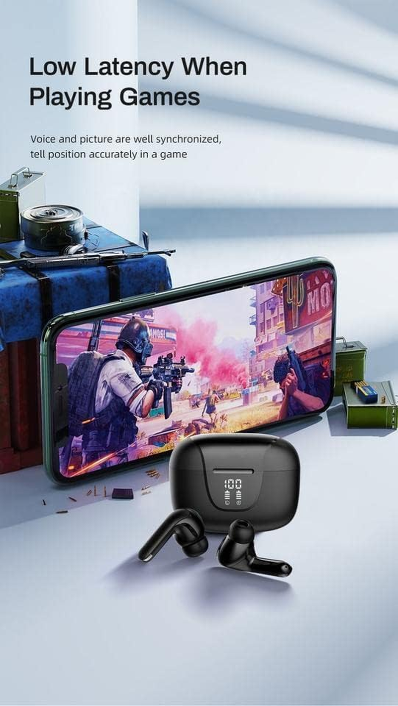 Wireless Earbuds Bluetooth 5.3 Deep Bass True Wireless Headphone 30H Playback LED Power Display In-Ear Earphones Noise Reduction with Charging Case Headset IP7 Waterproof for Sports image number 1