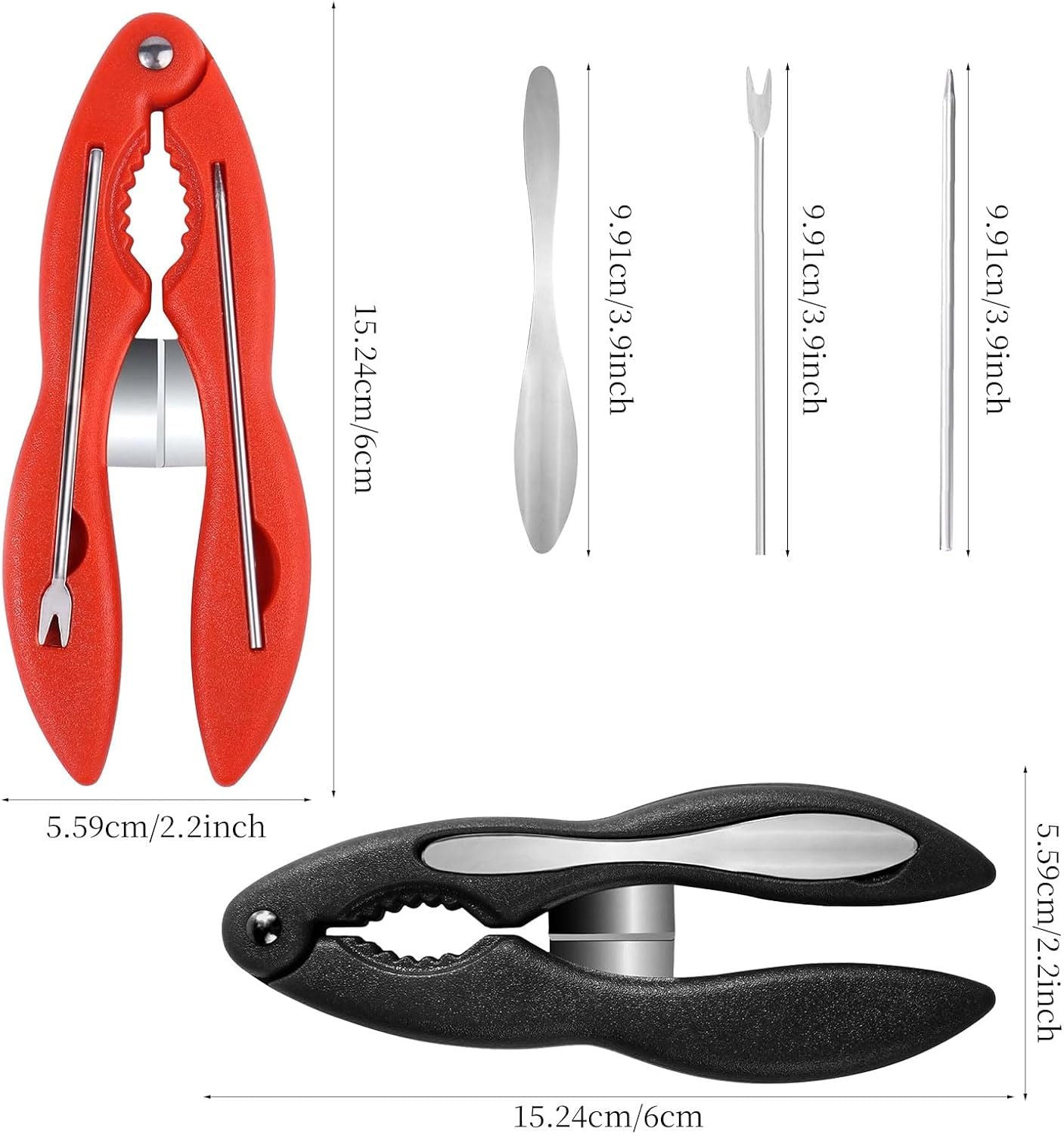 Crab Leg Crackers and Tools,Multifunctional Lobster Crackers and Picks Set Portable Shellfish Crab Claw Cracker Stainless Steel Seafood Crackers & Forks，2Pack image number 5