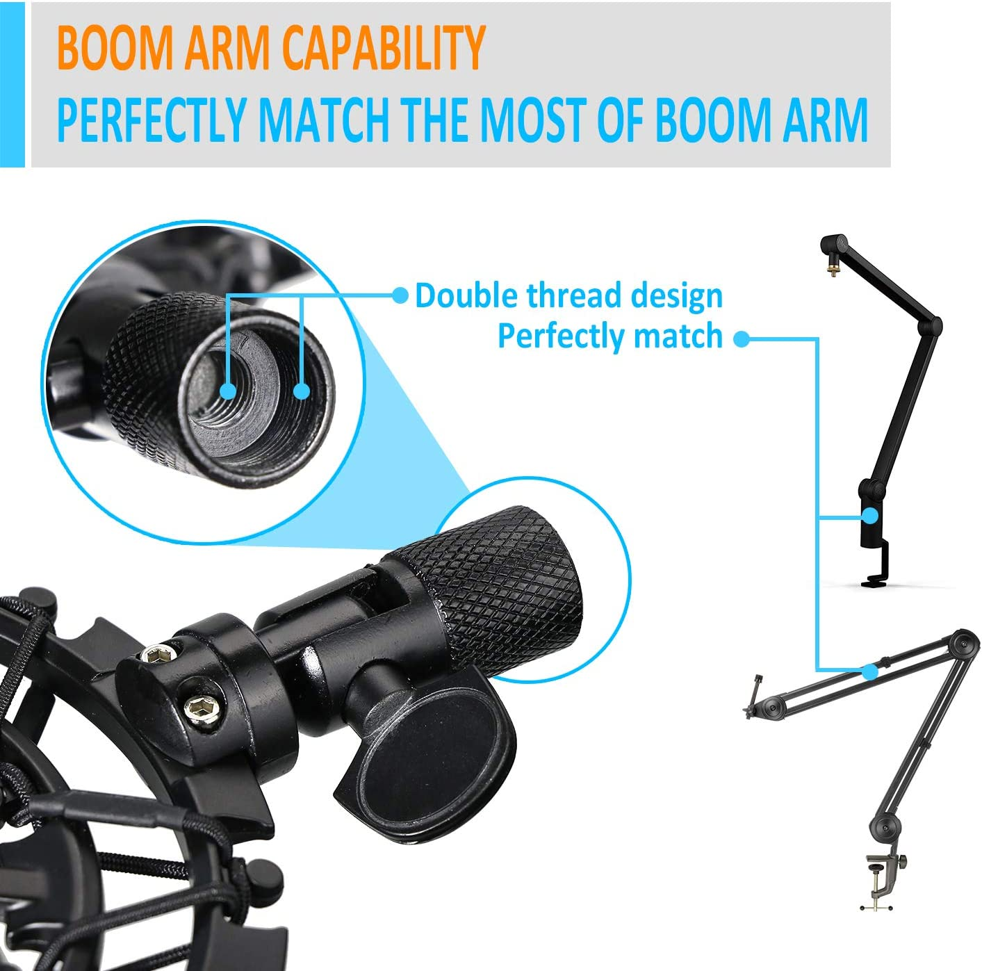 Blue Yeti X Shock Mount, Latest Alloy Microphone Shockmount Reduces Vibration and Shock Noise Matching Boom Arm Mic Stand by YOUSHARES image number 4