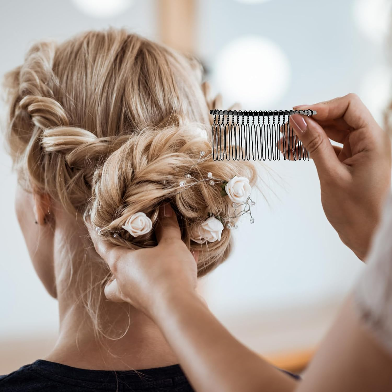 Teaaha 10-Piece Black Metal Wire Twist Hair Comb, 2.95 X 1.37 Inch, 20 Teeth, DIY Hair Accessories for Women and Girls (Teens to Adults), Perfect for Valentine'S Day, Wedding, and Party image number 6