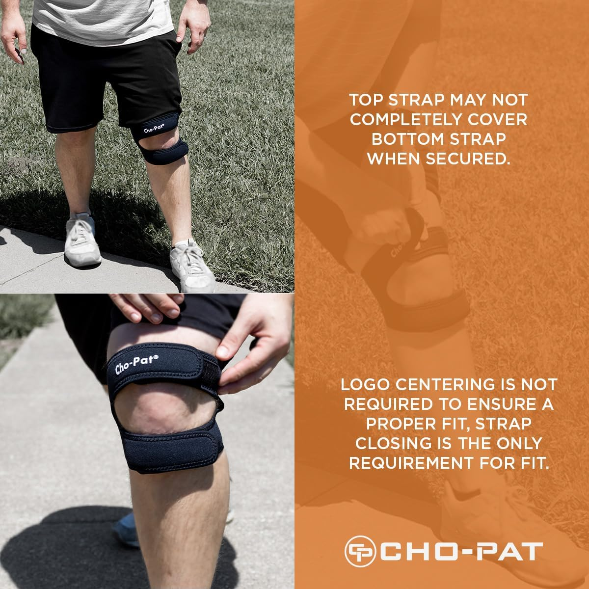 Cho-Pat Dual Action Knee Strap &ndash; Provides Full Mobility & Pain Relief for Weakened Knees &ndash; Black (Medium, 14&rdquo;-16&rdquo;) image number 2