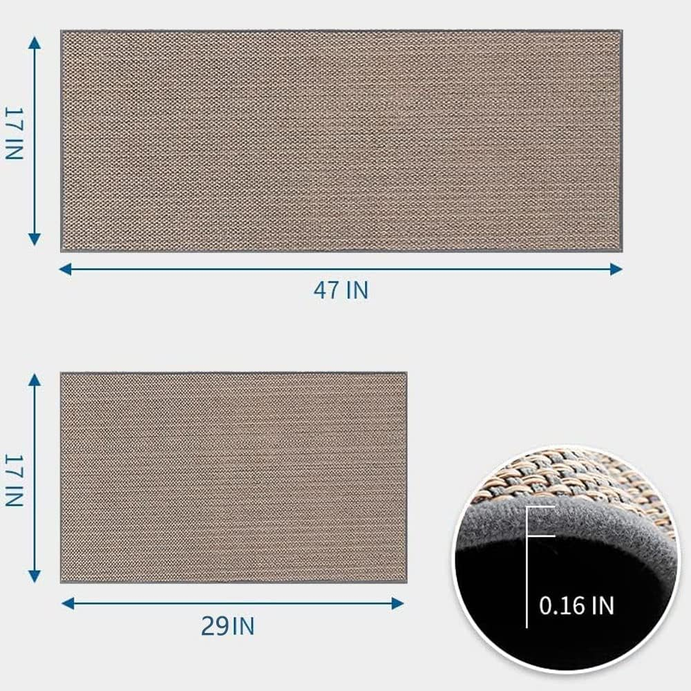 2 PCS Kitchen Rugs Washable, Non-Slip Kitchen Mats Natural Rubber Kitchen Mats for Floor Runner Rugs Set for Kitchen Floor Front of Sink, Hallway, Laundry Room (Grey) - Grey image number 6