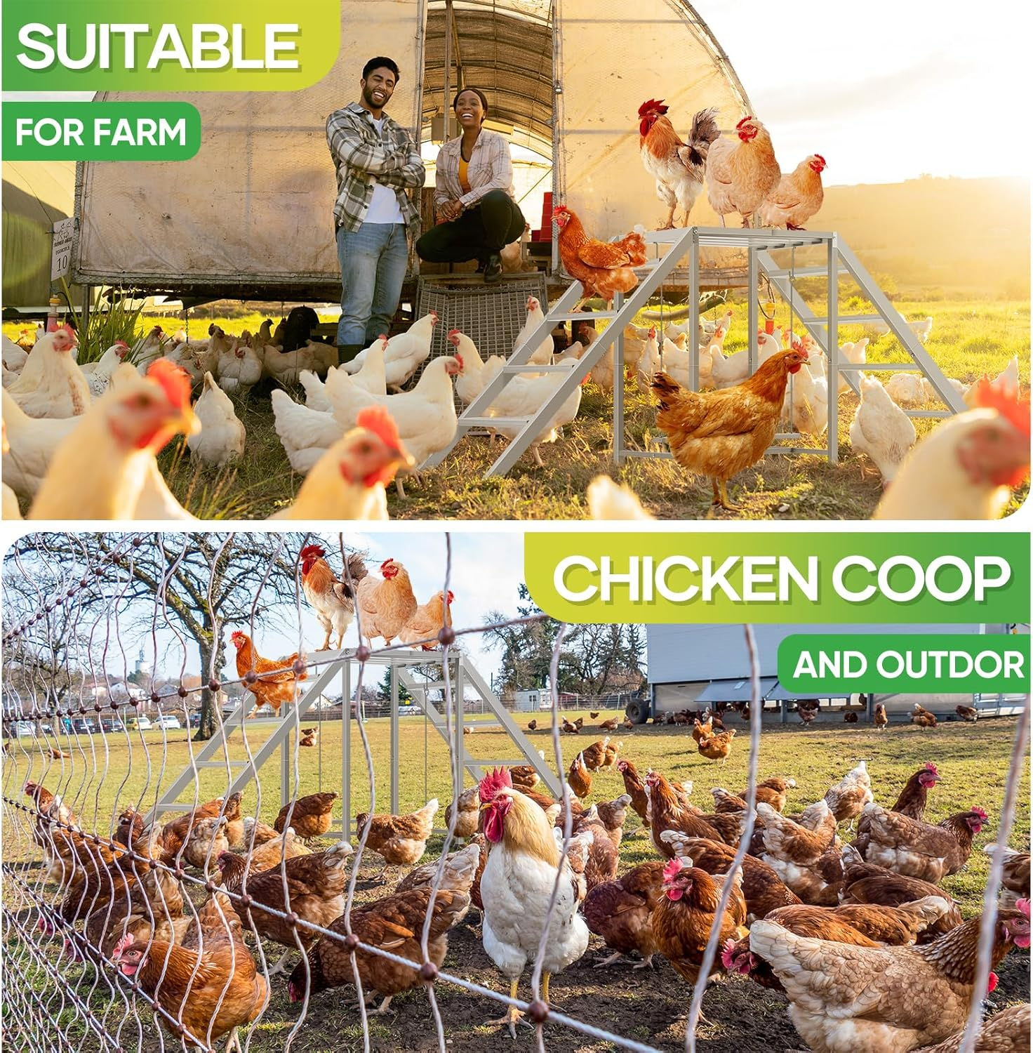 Chicken Coop, Chicken Perches with Swing, Chicken Roosting Bars, Chicken Run Accessories Toy, Wooden Chicken Ladder for Pet'S Healthy & Happy, Sturdy and Easy to Clean, Suitable for Backyard Farm image number 2