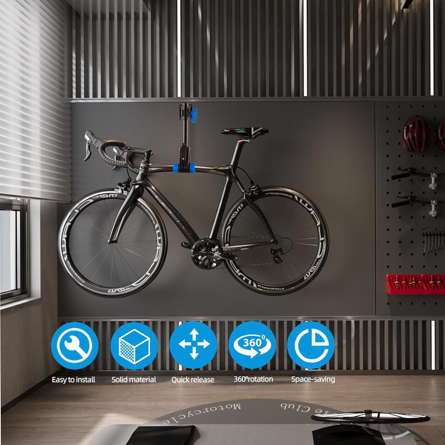 Urban Deco Bike Repair Stand Bench Mount Bike Stand Wall Mounted Bike Work Stand Bicycles Maintenance Rack Bike Clamp for Road Bike,Road Mountain Bike(27 Inch) image number 3