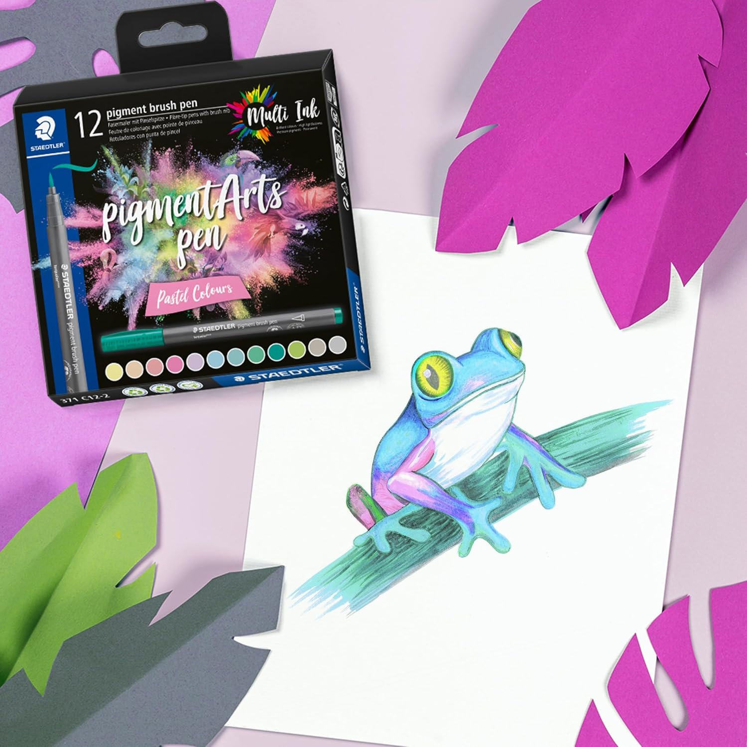 STAEDTLER 371 C12-2 Pigment Arts Brush Pen - Assorted Pastel Colours (Pack of 12) image number 6