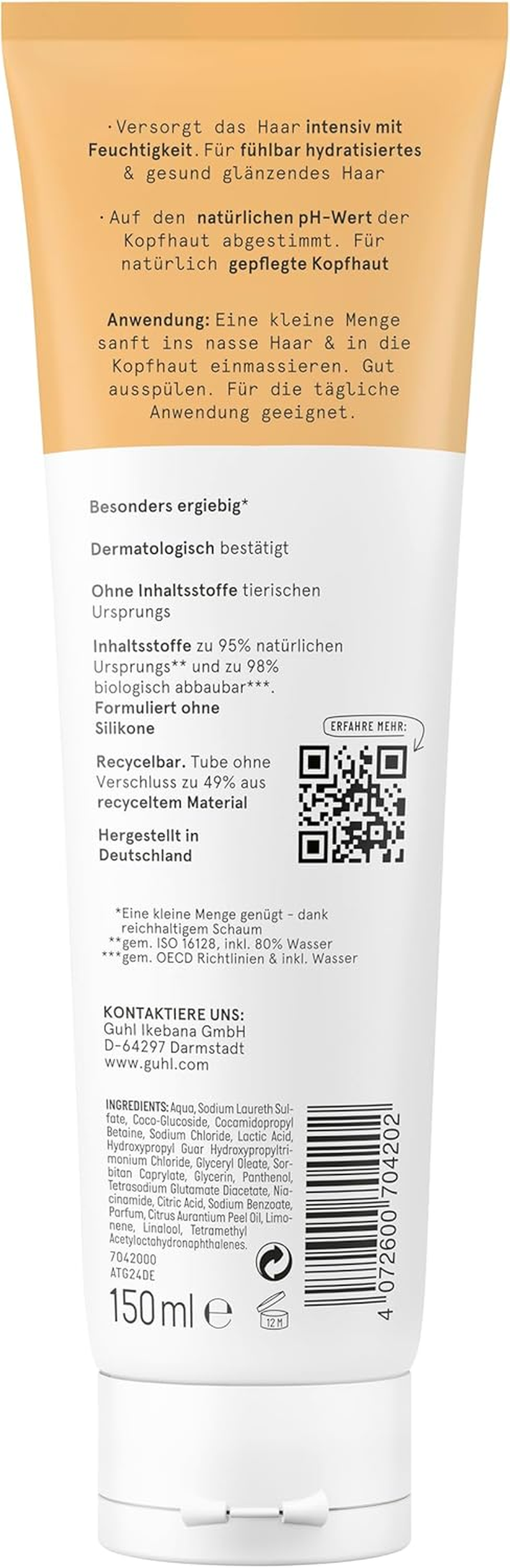 Guhl Moisture & Scalp Shampoo &ndash; Contents: 150 Ml &ndash; with Glycerine & Niacinamide &ndash; Gentle on the Scalp &ndash; No Silicone