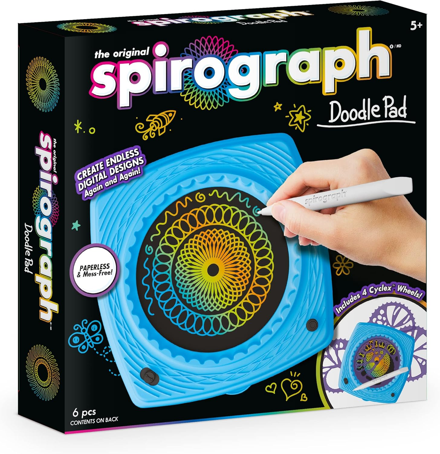 Spirograph Doodle Pad | Create Amazing Endless Digital Designs | Paperless & Mess Free | Includes 4 Cyclex Wheels | Creative Arts & Crafts Activity | for Ages 6+ image number 2