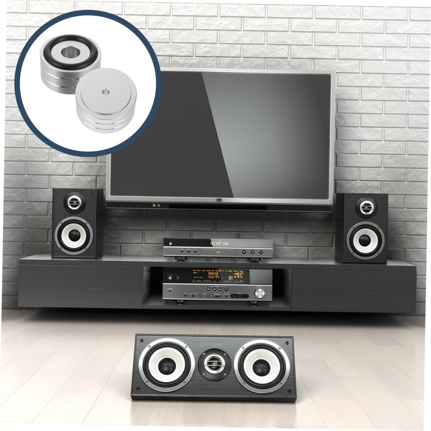 Gadpiparty anti Vibration Amplifier Feet Pads 2Pcs Small Silver Aluminum Alloy Speaker Isolation Base Pads for Hi-Fi Audio Amplifiers and Cd Players in Home Theater Systems image number 6