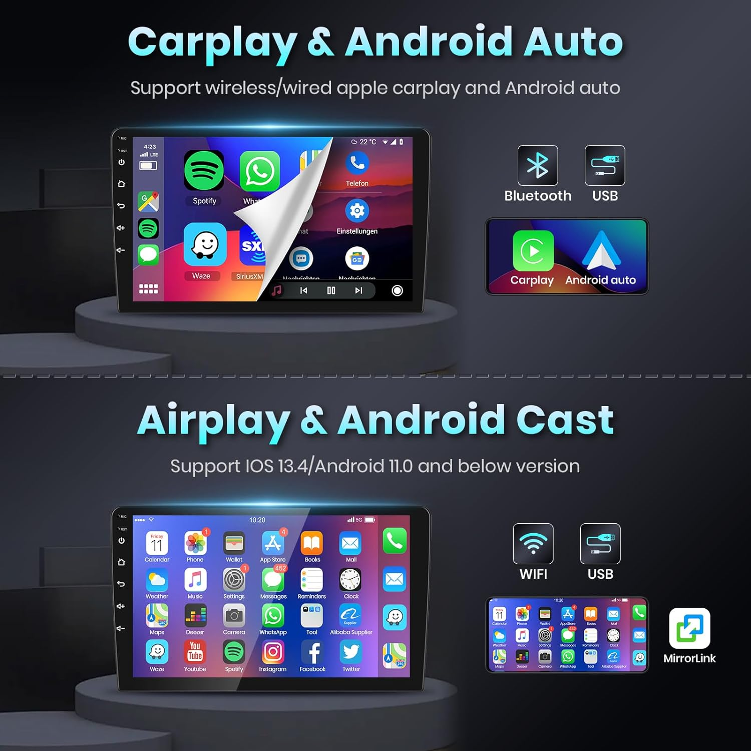 【Hifi 16EQ】 for IS250 IS300 IS200 IS220 IS350 2005-2012 Android Car Stereo with Wireless Carplay Android Auto, Podofo 10.1Inch 1080P HD IPS Touch Screen Car Radio Bluetooth GPS Wifi SWC Backup Camera image number 5